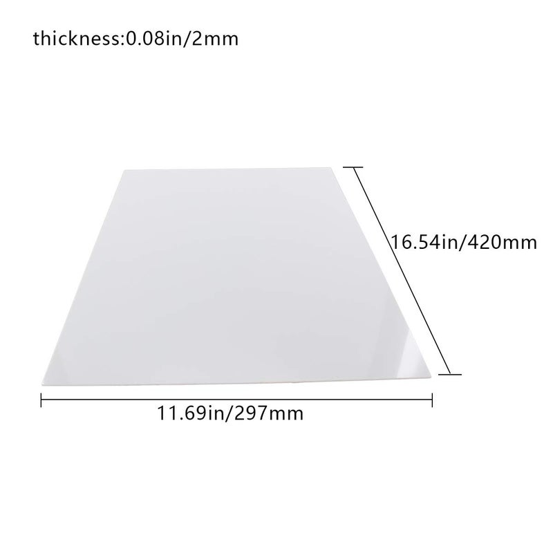 Fielect ورقة أكريليك بيضاء من فيليكت 16.54" × 11.69" ورقة بلاستيك مصبوب 0.08" سمك (2 مم) لوحة شفافة مع ورق حماية لتزيين المنزل، الحرف، إطار الصور، اللافتات، مشاريع العرض DIY - Image 2